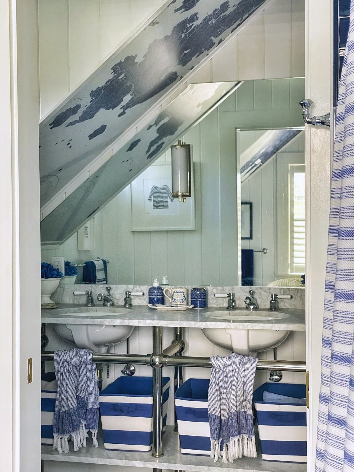 Chart Your Way To A Classic Coastal Bathroom - Molly in Maine