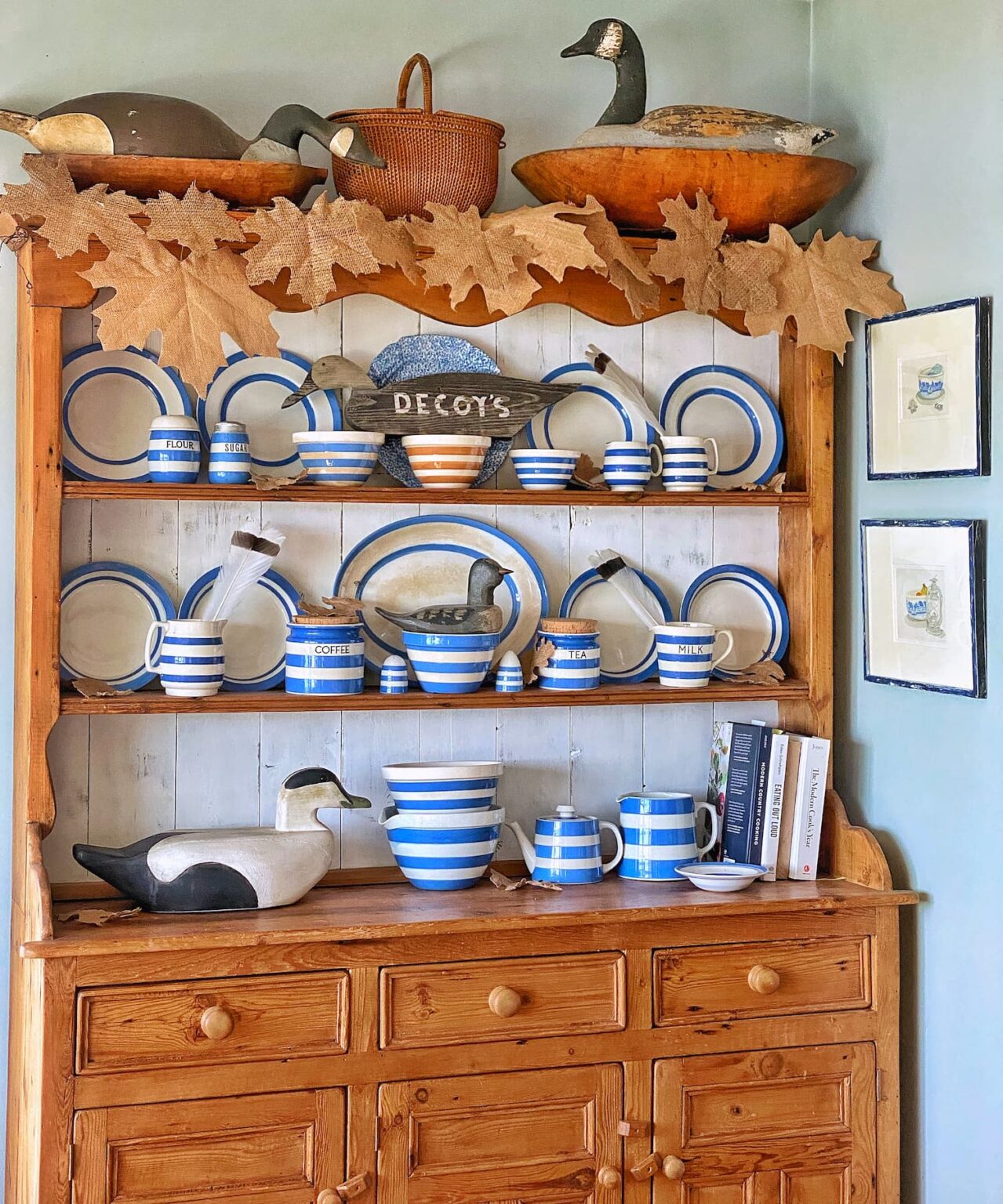 Coastal Blue and White: My Cornishware Hutch - Molly in Maine
