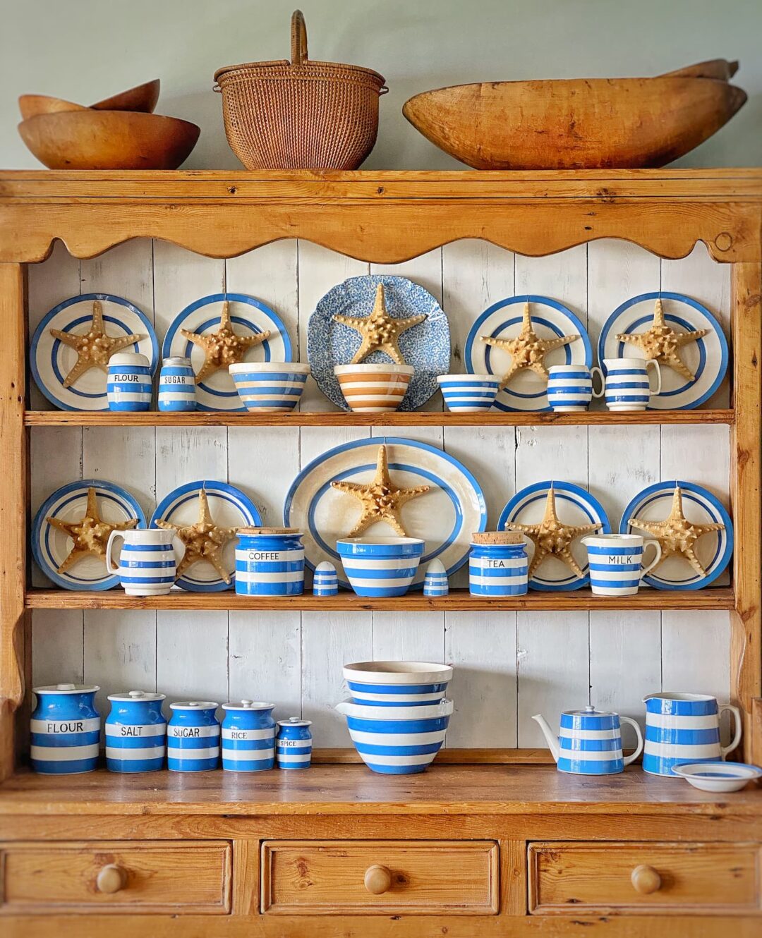 Coastal Blue and White: My Cornishware Hutch - Molly in Maine