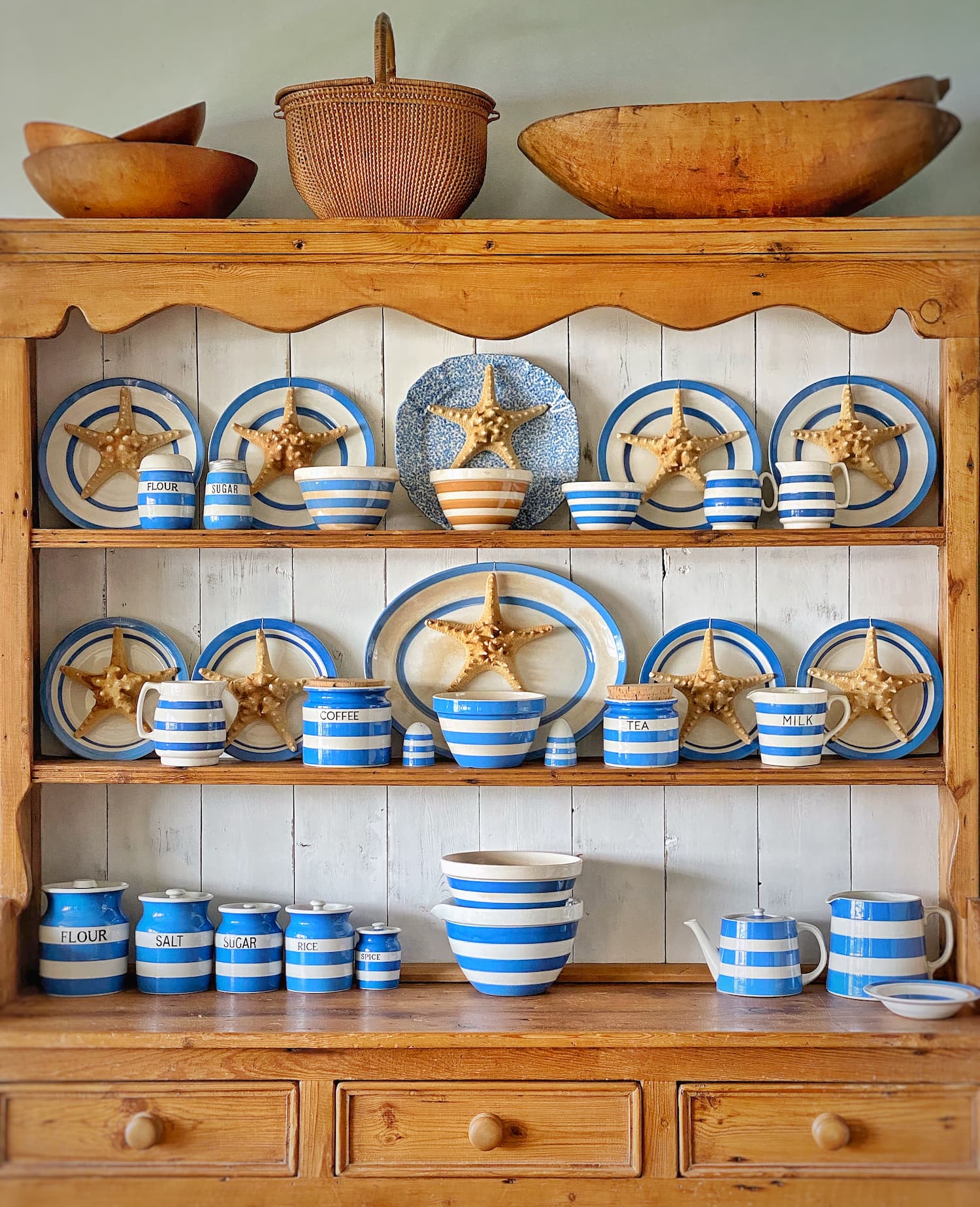 Coastal Blue and White: My Cornishware Hutch - Molly in Maine