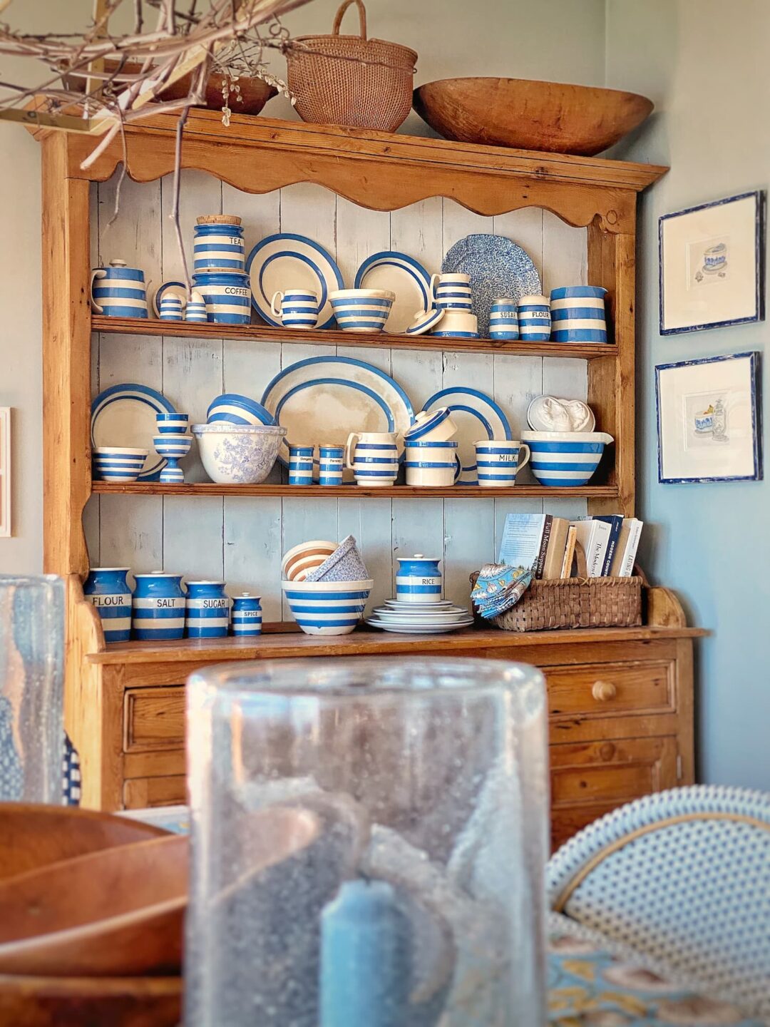 Coastal Blue and White: My Cornishware Hutch - Molly in Maine