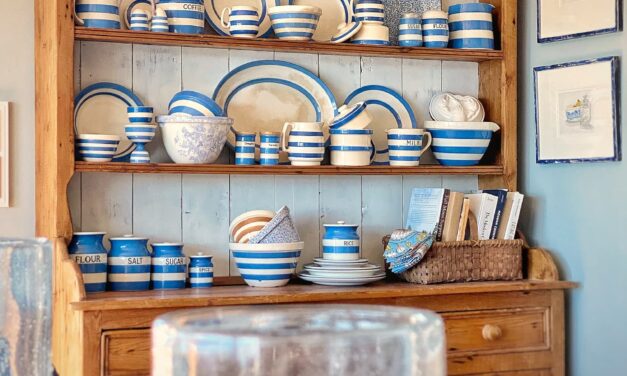 Coastal Blue and White:  My Cornishware Hutch