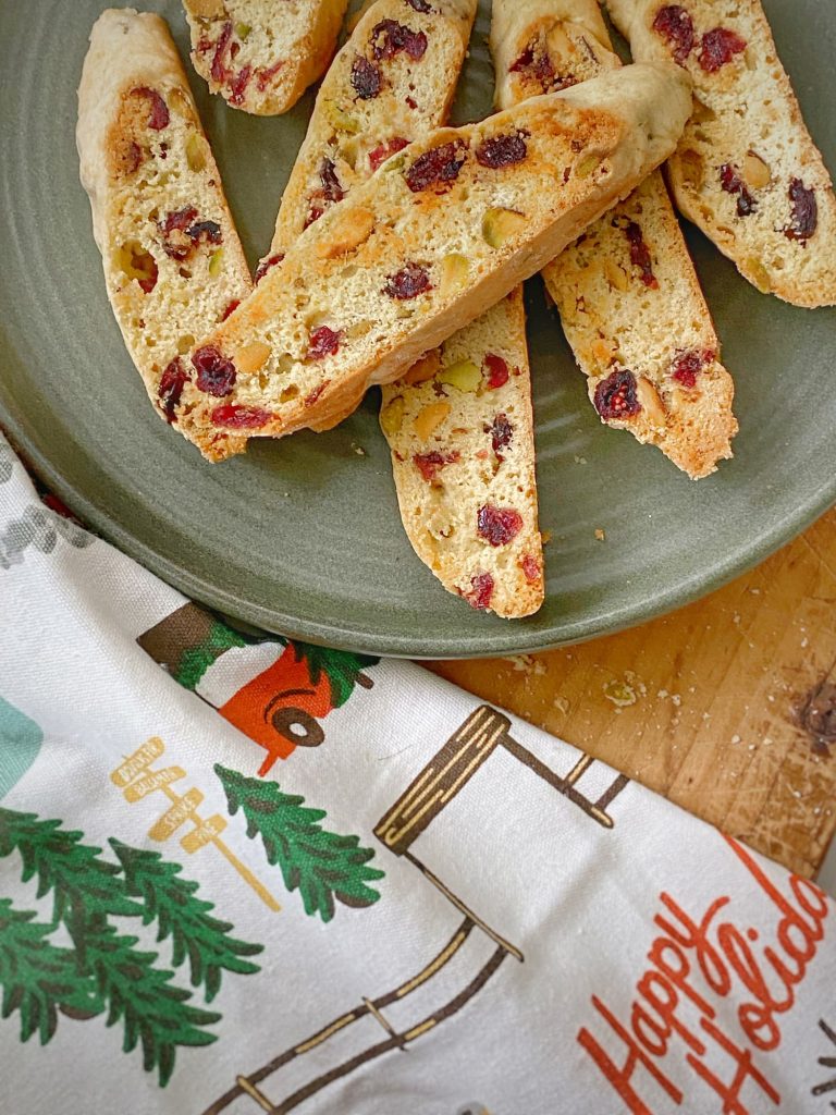 Cranberry Pistachio Biscotti For A Holiday Cookie Exchange!