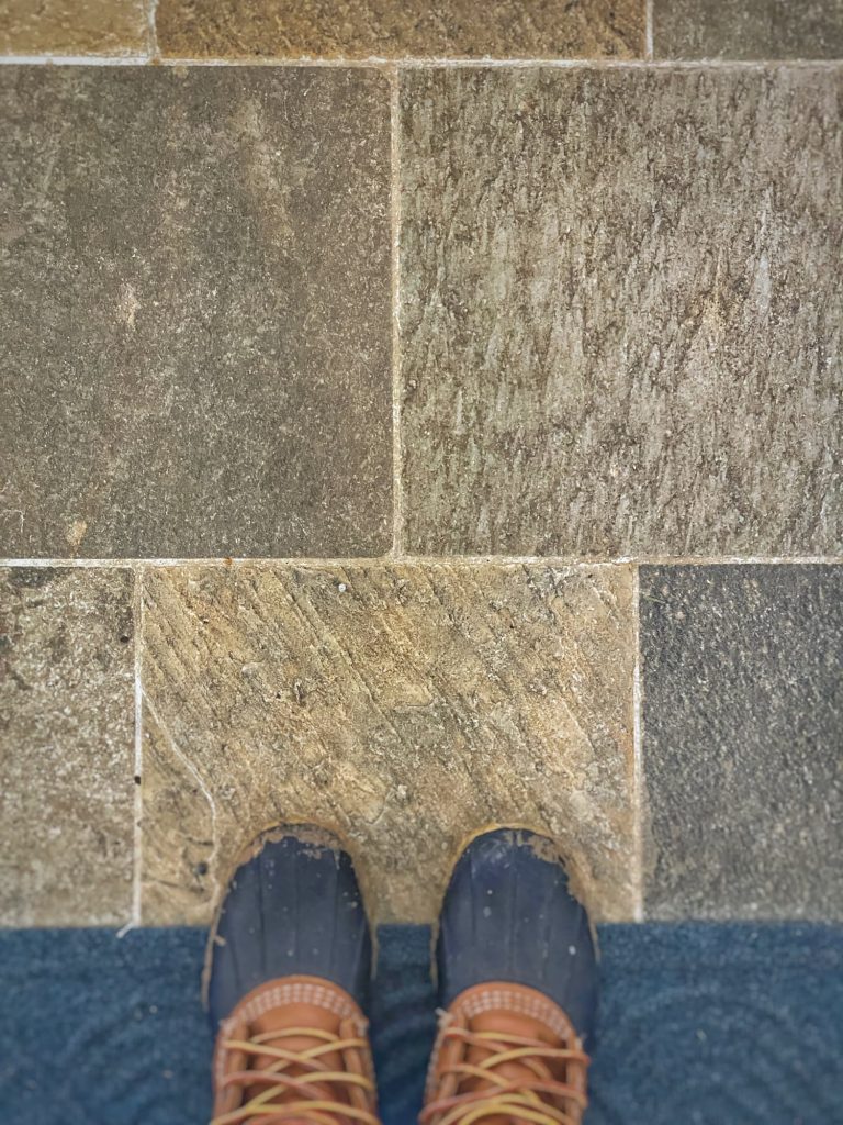 Quartzite floor tiles and Beat boots